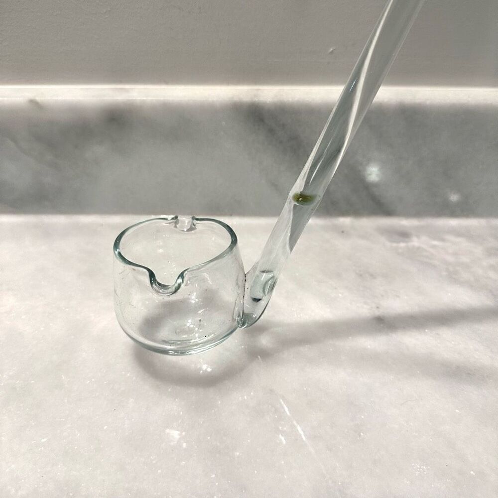 Vintage Elegant Ladle Long Clear Blown Glass for Punch Bowl